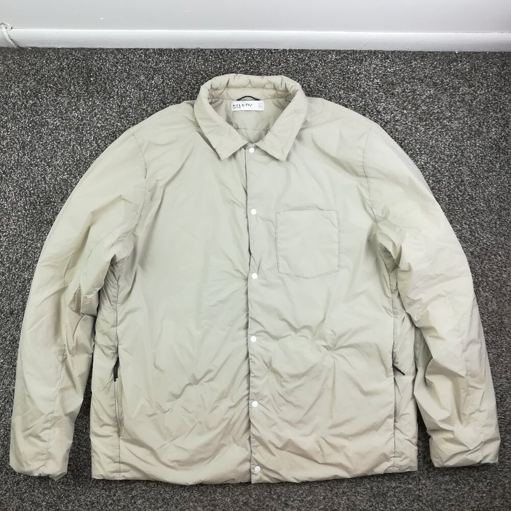 Hill City Shirt Jacket Mens Large Beige Thermal Light Water Resistant Stretch